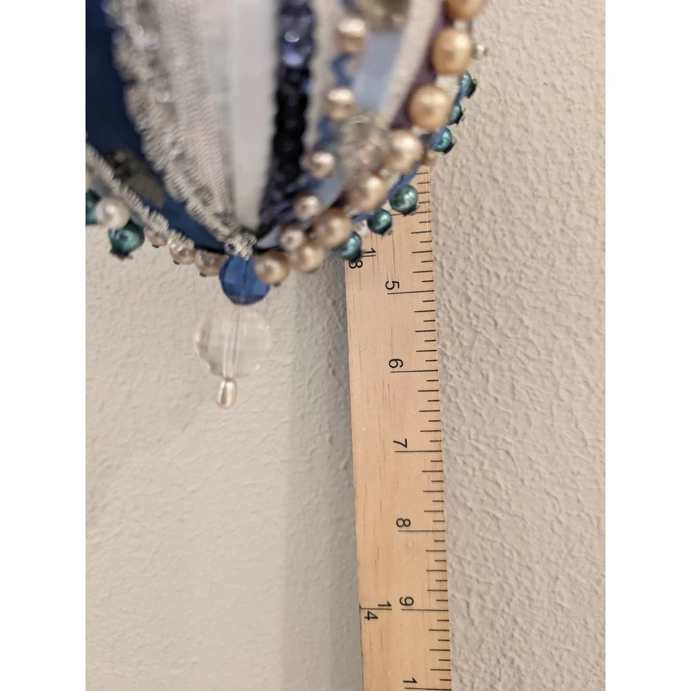 VTG Fancy Push Pin Large Christmas Ornaments LOT OF 7 Handmade Gems Sequence